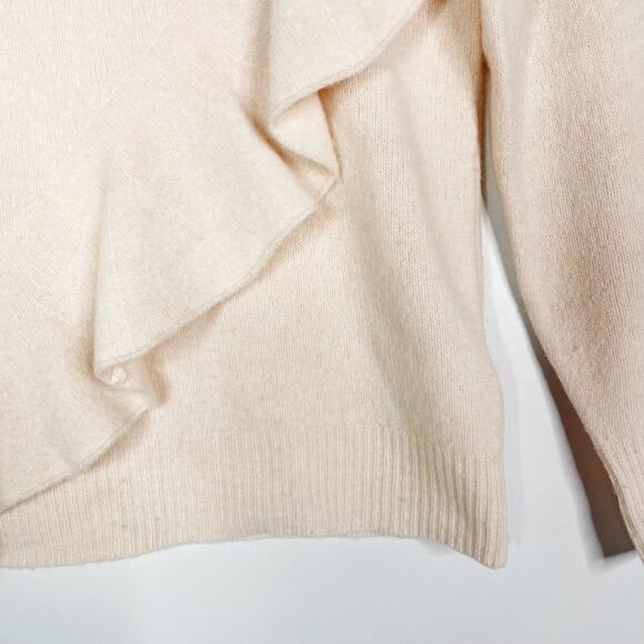 J Crew Womens XSmall Light Pink Ruffle Crewneck Sweater Boiled Merino Wool XS - Picture 4 of 12